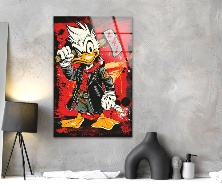 Donald Duck Glass Wall Art print picture on glass, Tempered Glass Wall Art
