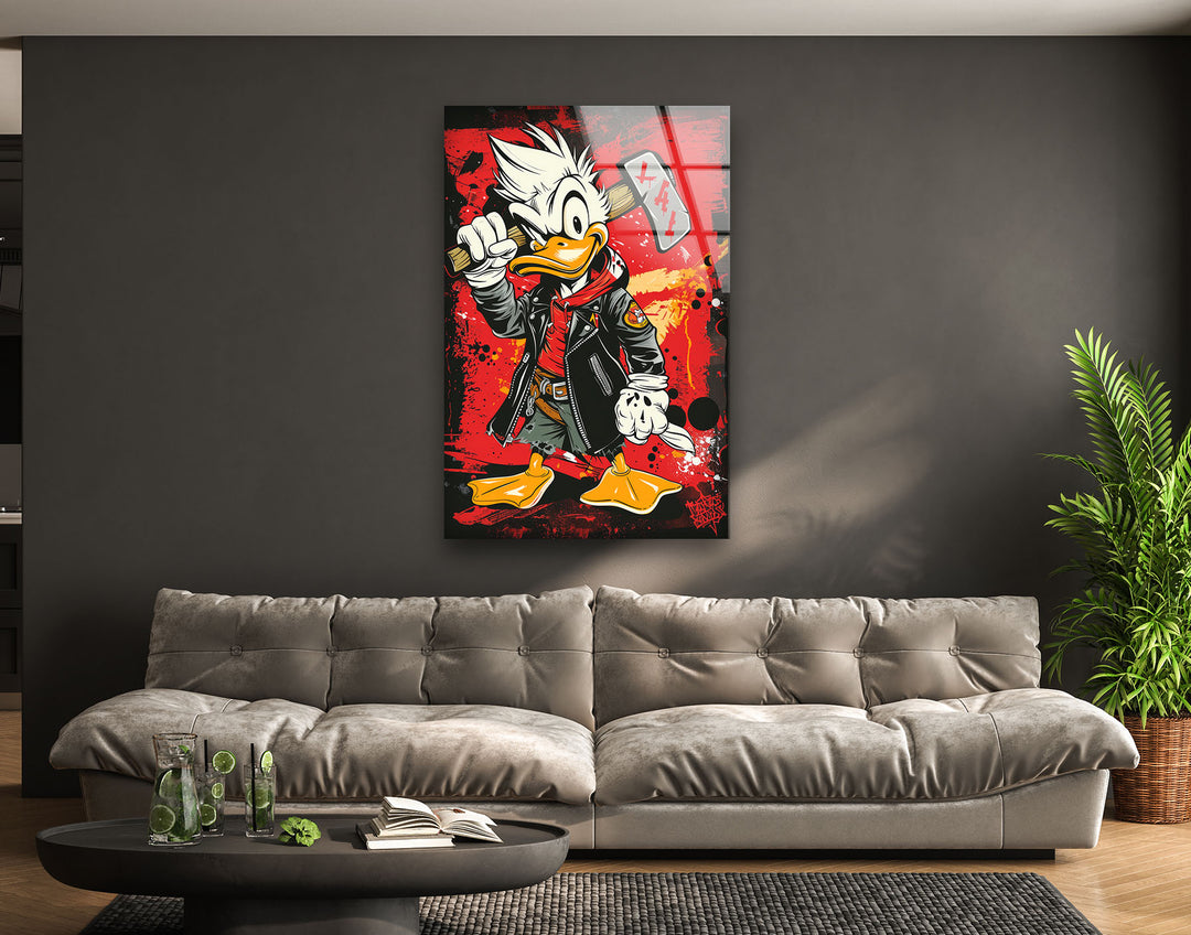 Donald Duck Glass Wall Art custom glass photo prints, large glass prints
