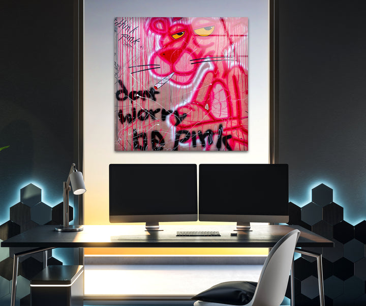 Dont Worry Be Pink Glass Wall Art glass art painting, glass art for the Wall
