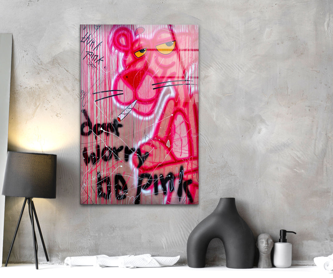 Dont Worry Be Pink Glass Wall Art glass photo prints, glass picture prints
