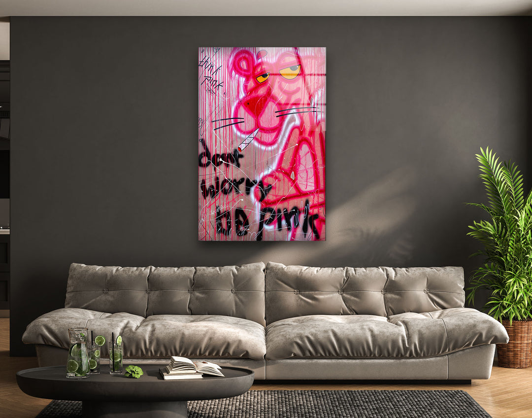 Dont Worry Be Pink Glass Wall Art  glass wall decor, glass wall art decor
