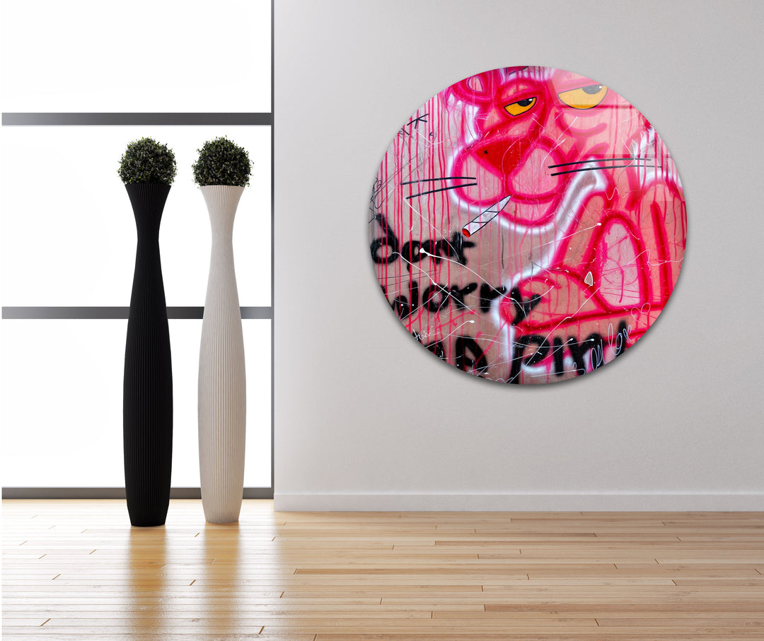 Dont Worry Be Pink Glass Wall Art photo print on glass, prints on glass wall art
