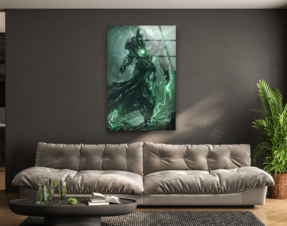 Lightning Dr. Doom Glass Wall Art custom glass pictures, glass art prints
