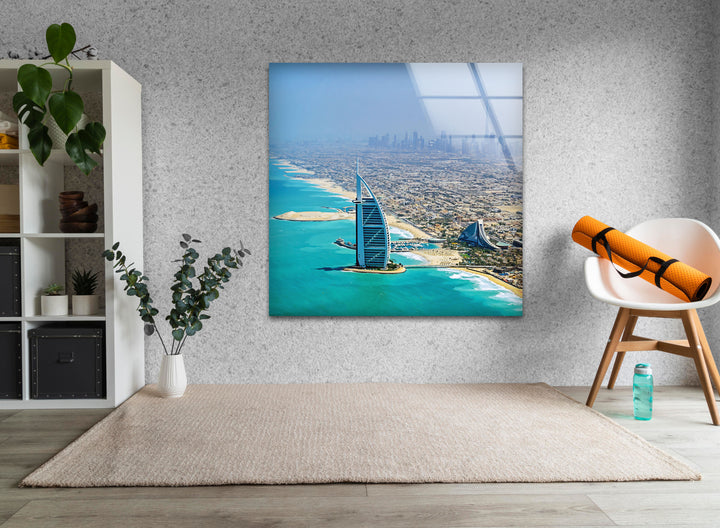 Dubai Skyline: Iconic Burj Al Arab Captured on Glass Wall Art
