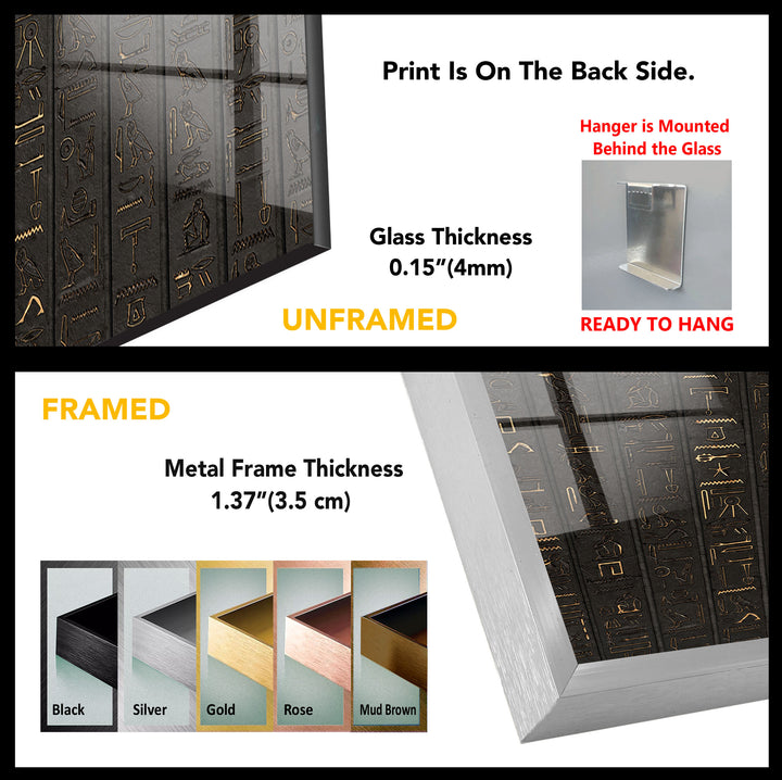 Egyptian Hyography Tempered Glass Wall Art - MyPhotoStation