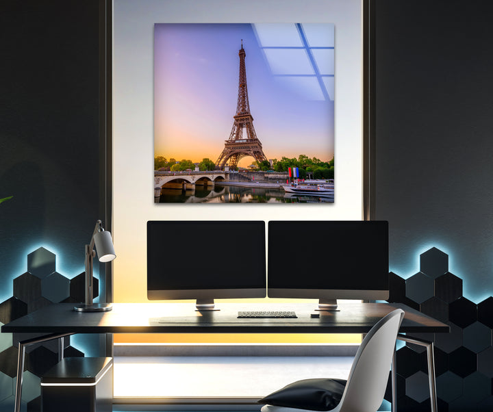 Eiffel Tower: Evening Lights Over Paris on Glass Wall Art
