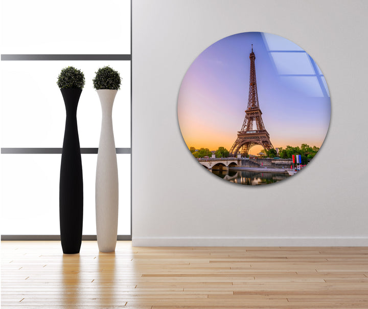 Eiffel Tower: Evening Lights Over Paris on Glass Wall Art
