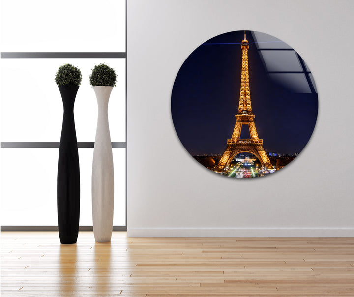 Eiffel Tower: Breathtaking Night View of Paris on Glass Wall Art
