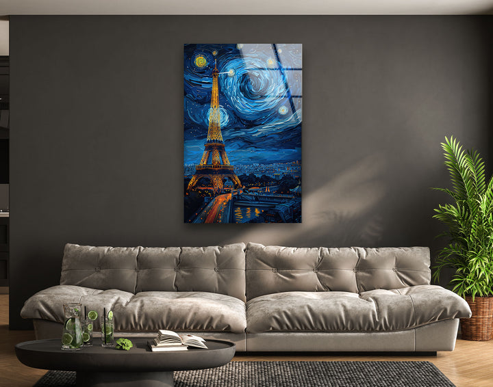 Eiffel Tower and Paris Vincent van Gogh  Stunning Picture on Glass Collections