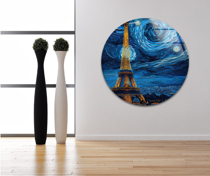 Eiffel Tower and Paris Vincent van Gogh  Stylish Glass Wall Decor for Homes