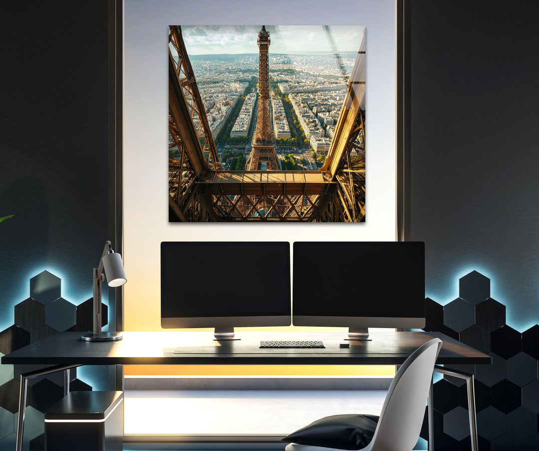 Eiffel Tower in Paris Landscape Glass Wall Art large glass photo prints, glass wall photos
