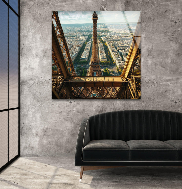 Eiffel Tower in Paris Landscape Glass Wall Art custom glass pictures, glass art prints
