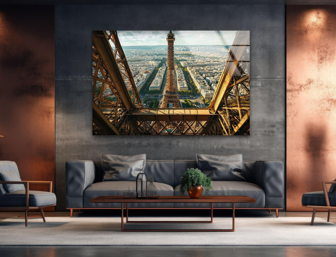 Eiffel Tower in Paris Landscape Glass Wall Art picture on glass wall art, photos printed on glass
