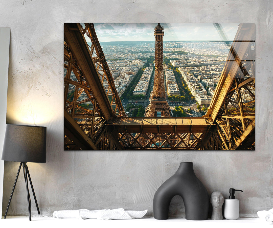 Eiffel Tower in Paris Landscape Glass Wall Art print on glass, glass printed photos
