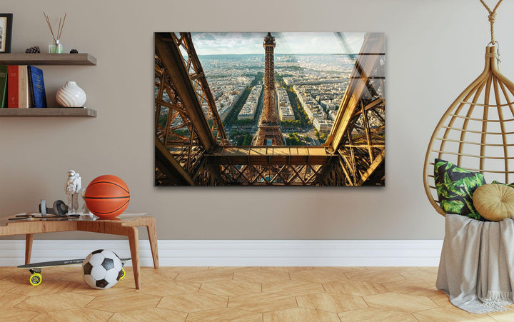 Eiffel Tower in Paris Landscape Glass Wall Art print picture on glass, Tempered Glass Wall Art
