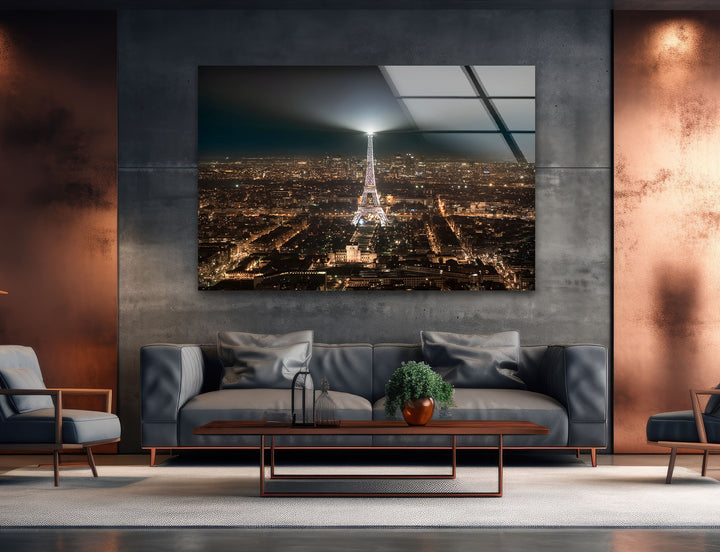 Eiffel Tower: Captivating Nighttime View on Glass Wall Art
