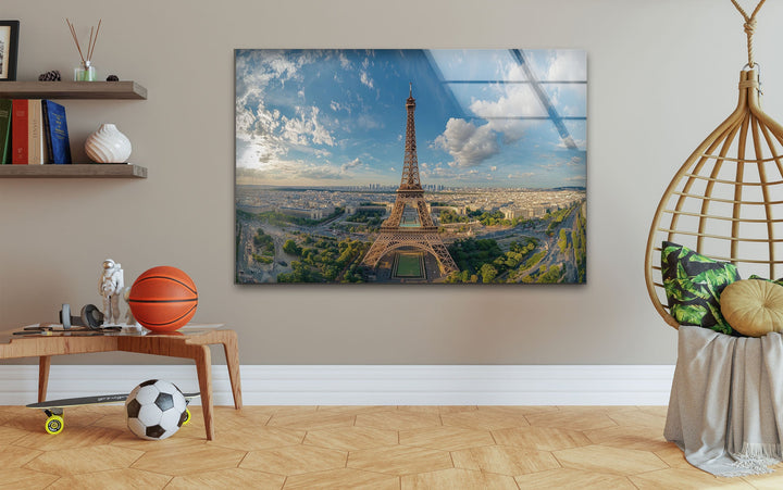 Beauty Eiffel Tower in Paris Landscape Glass Wall Art custom glass photo prints, large glass prints
