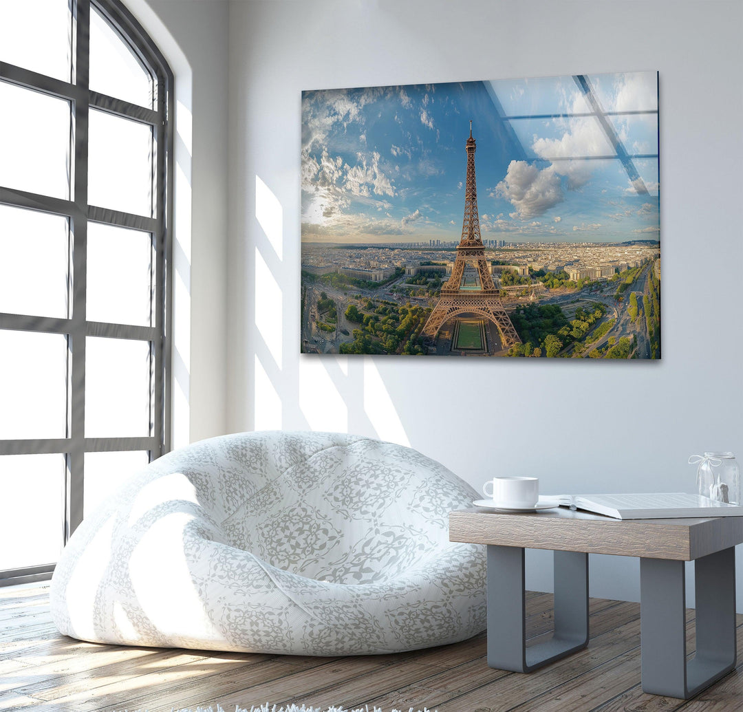 Beauty Eiffel Tower in Paris Landscape Glass Wall Art picture on glass wall art, photos printed on glass
