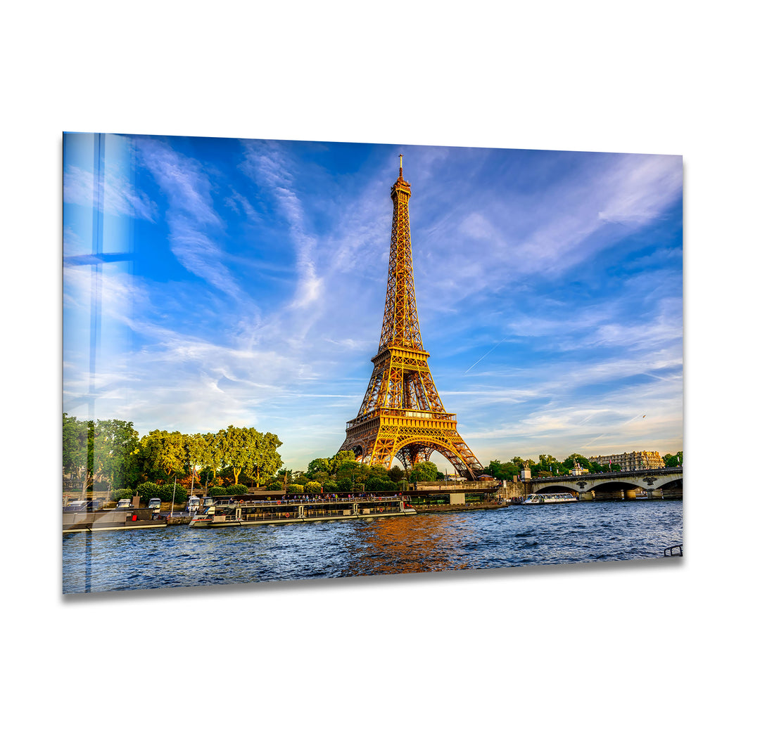 Eiffel Tower: Iconic Landmark Illuminated on Glass Wall Art
