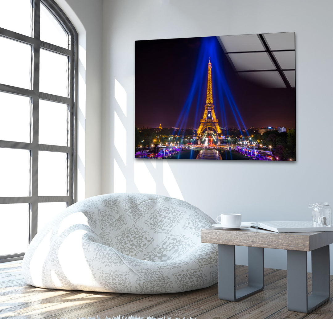 Eiffel Tower: Magnificent Night View on Glass Wall Art
