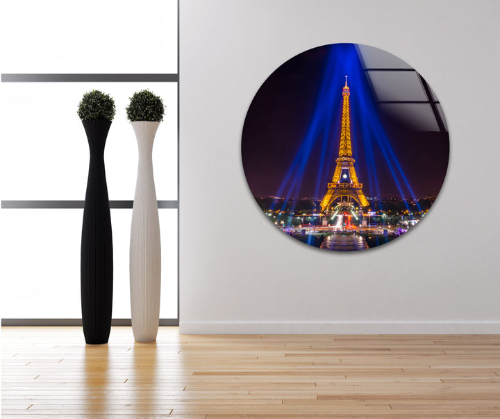 Eiffel Tower: Breathtaking Illuminated Landmark on Glass Wall Art
