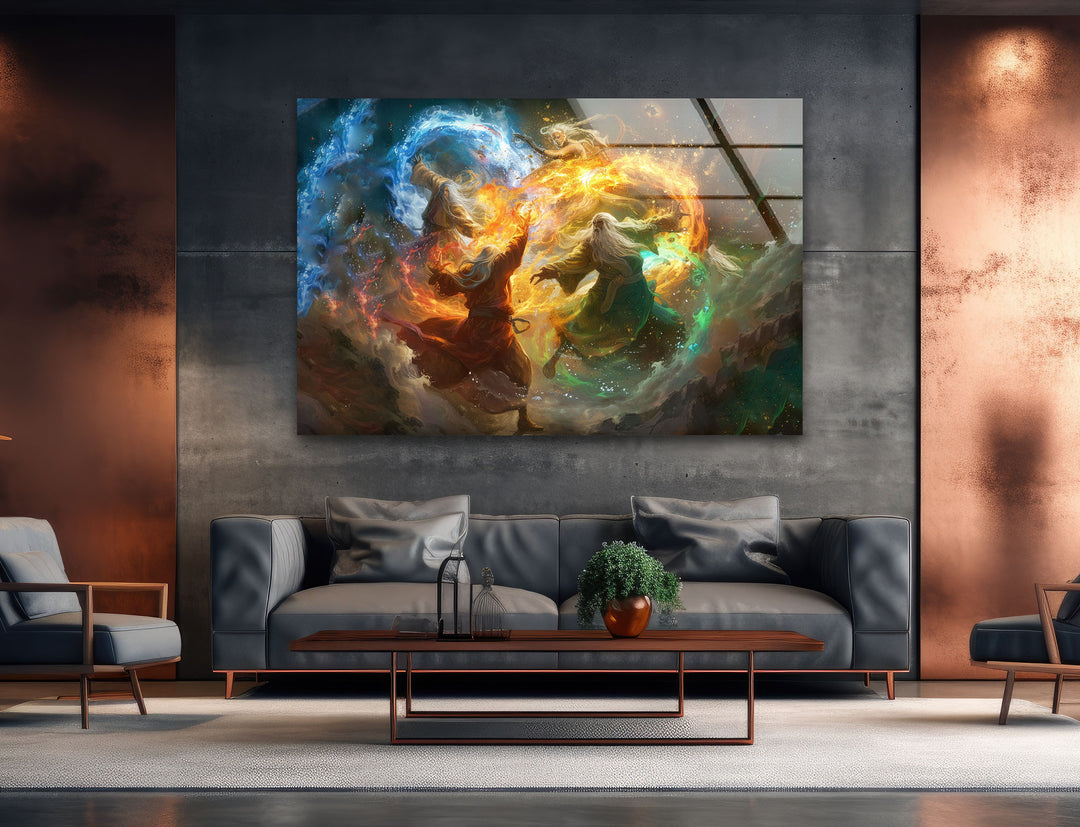 Elements Wizards Glass Wall Art print picture on glass, Tempered Glass Wall Art
