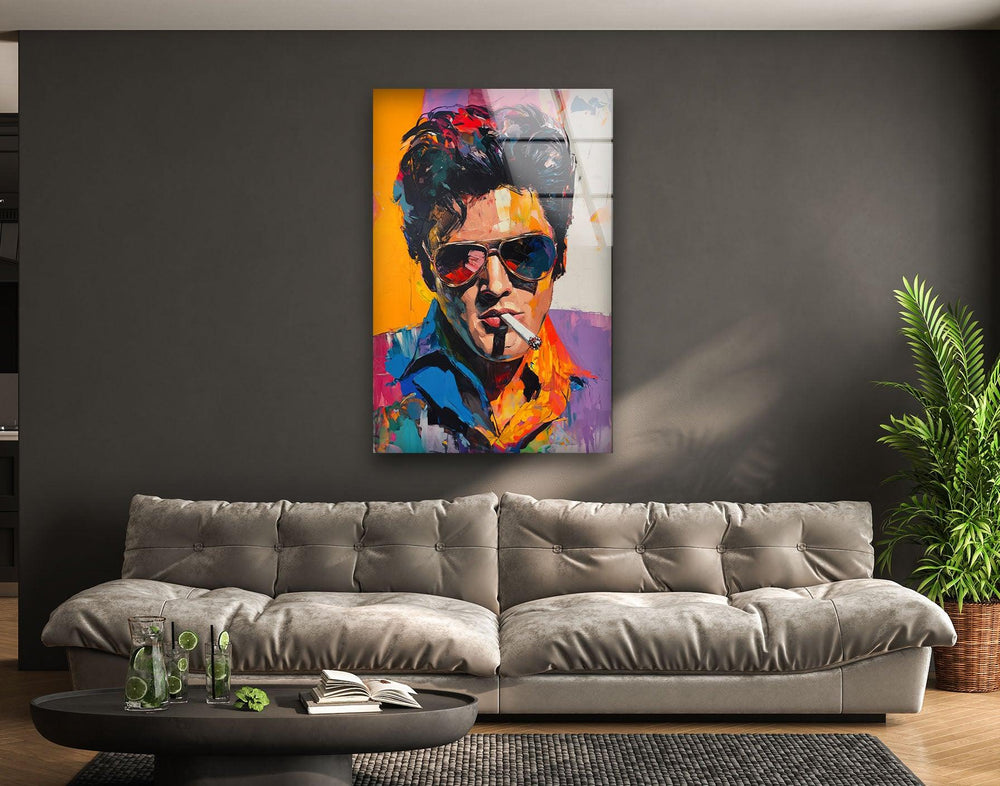 Elvis Presley Smoking Glass Wall Art large glass photo prints, glass wall photos
