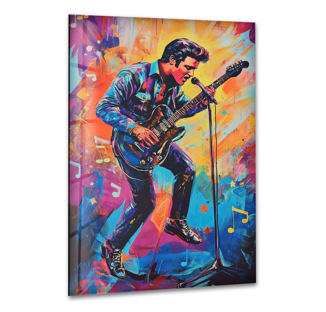 Elvis Presley Colorful Glass Wall Art stained glass wall art, stained glass wall decor
