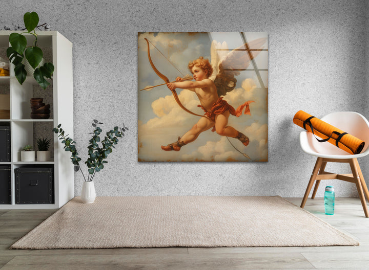 Eros with Arrow Glass Wall Art print on glass, glass printed photos
