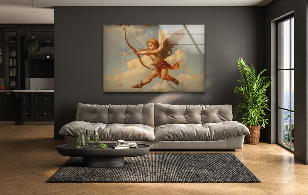 Eros with Arrow Glass Wall Art Glass Printing Wall Art, Print photos on glass
