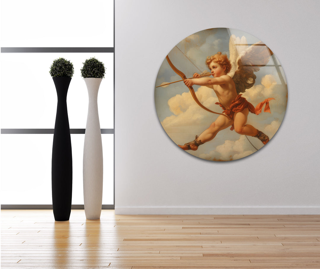 Eros with Arrow Glass Wall Art photo print on glass, prints on glass wall art
