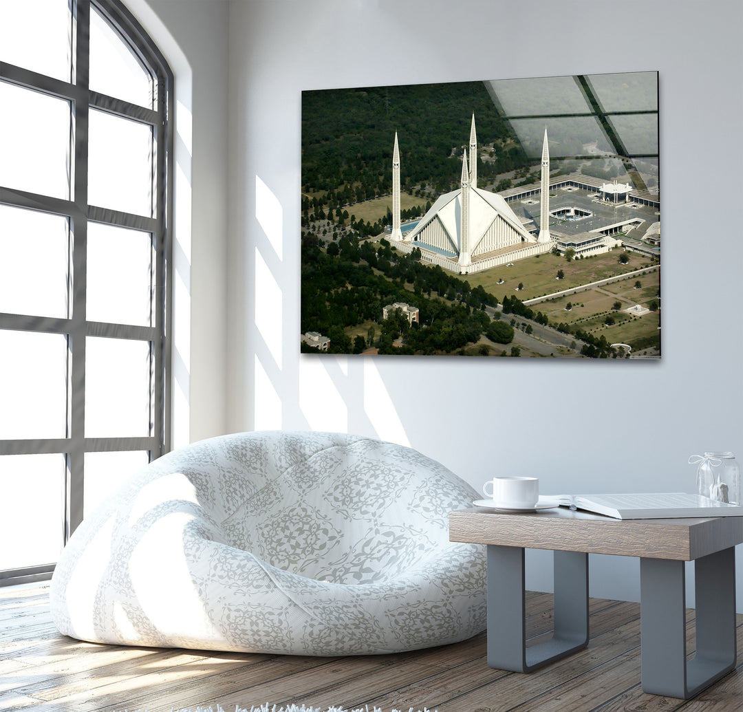 Faisal Mosque: Breathtaking Aerial View on Glass Wall Art
