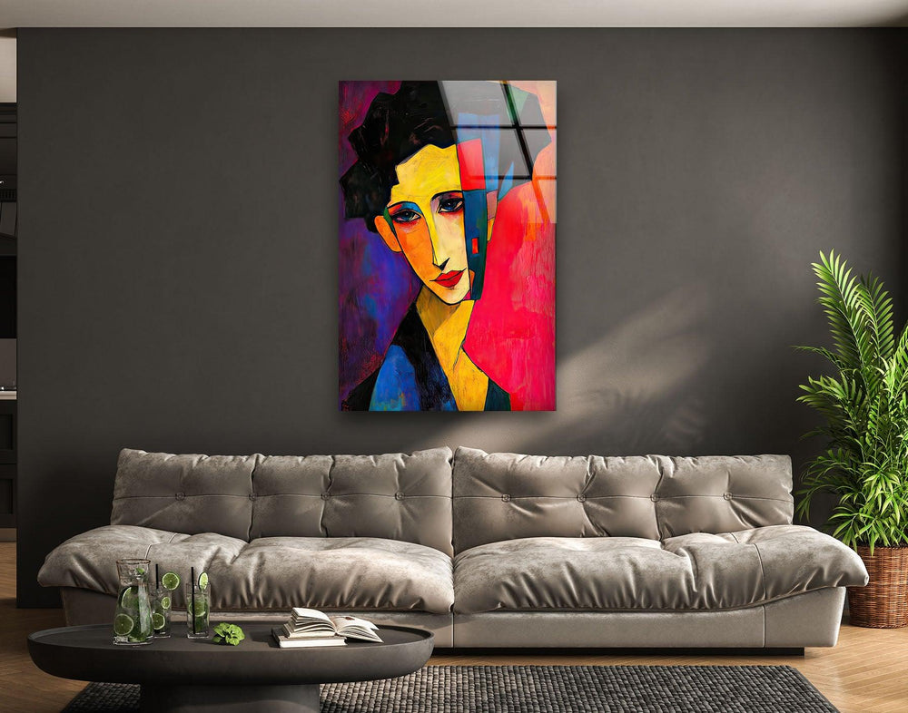 Figurative Abstract Woman Glass Wall Art glass art painting, glass art for the Wall
