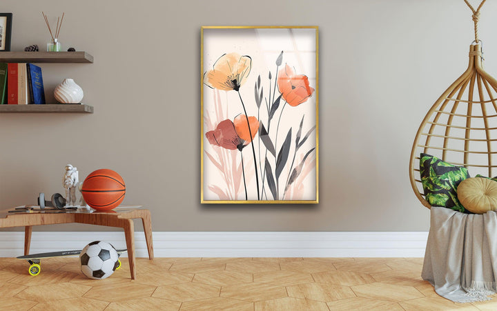 Watercolor Floral Plants Glass Wall Art, Glass Printing Wall Art, Print photos on glass