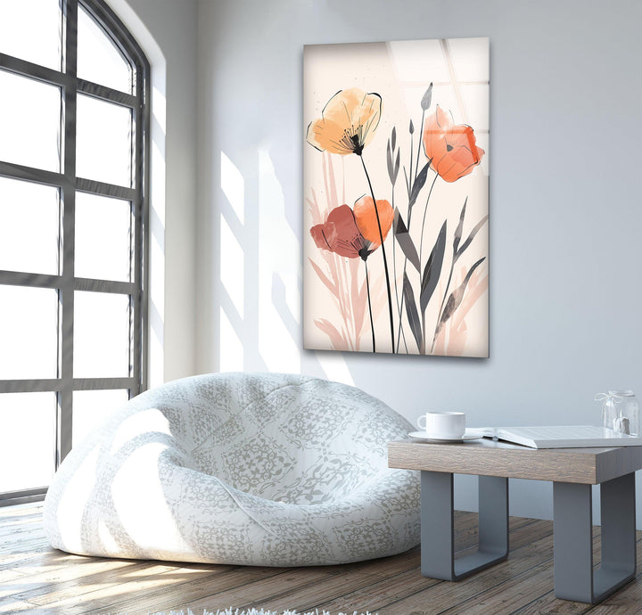 Watercolor Floral Plants Glass Wall Art, art glass wall art, glass wall art pictures