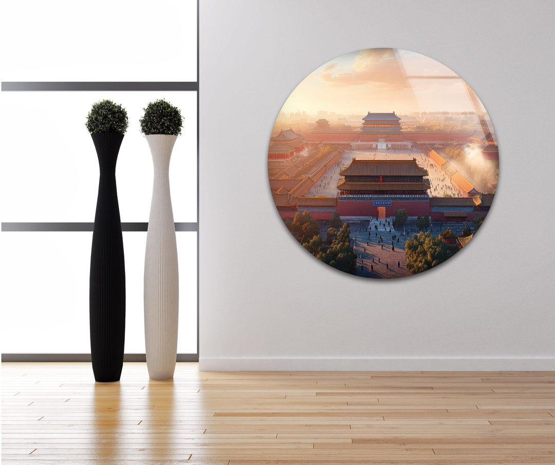 Forbidden City Glass Wall Art picture on glass wall art, photos printed on glass
