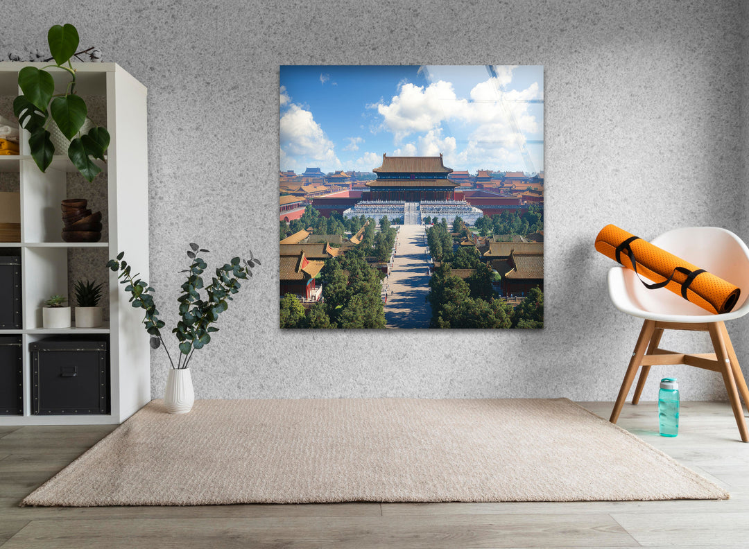 Forbidden City Blue Glass Wall Art large glass photo prints, glass wall photos
