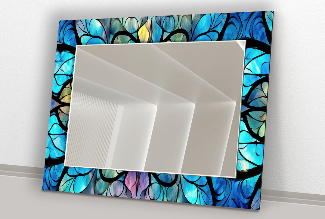 Stained Shiny Blue Wall Mirrors Decorative Mirror
