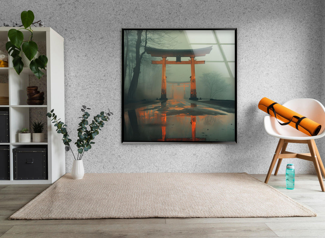 Fushimi Inari Taisha Foggy Glass Wall Art large glass photo prints, glass wall photos
