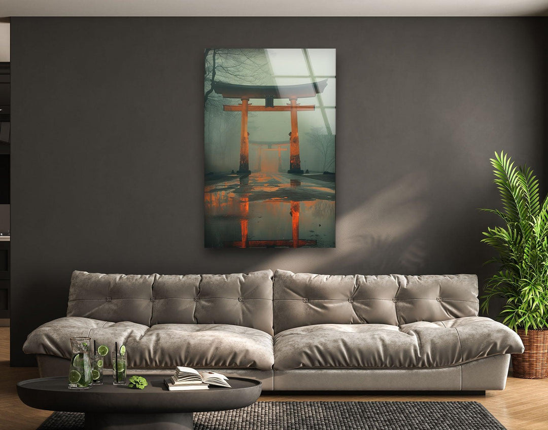 Fushimi Inari Taisha Foggy Glass Wall Art stained glass wall art, stained glass wall decor
