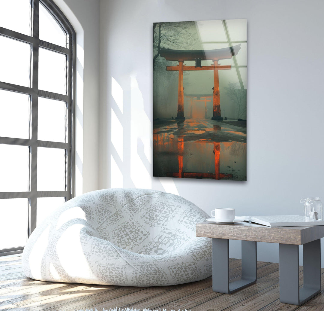 Fushimi Inari Taisha Foggy Glass Wall Art glass pictures for Wall, glass prints wall art
