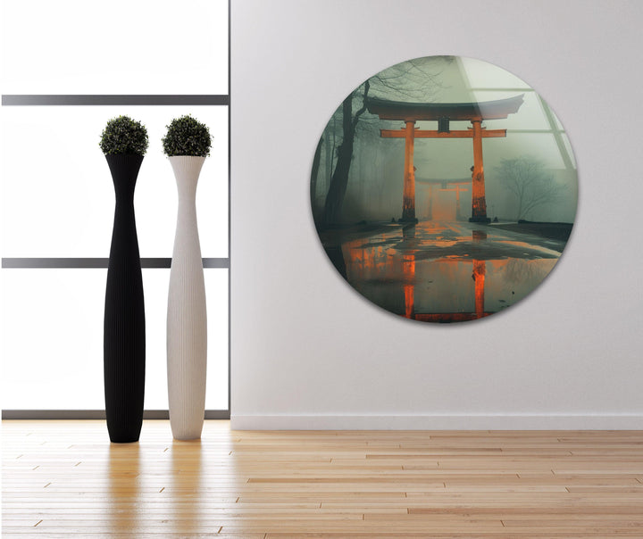 Fushimi Inari Taisha Foggy Glass Wall Art custom glass pictures, glass art prints
