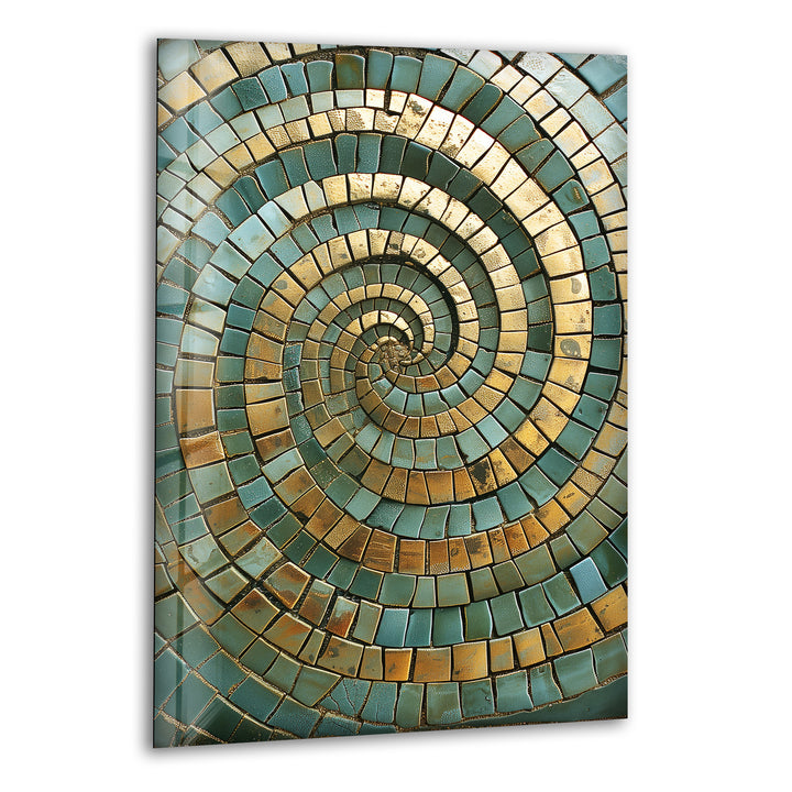 Golden Spiral Design Mosaic Glass Wall Art