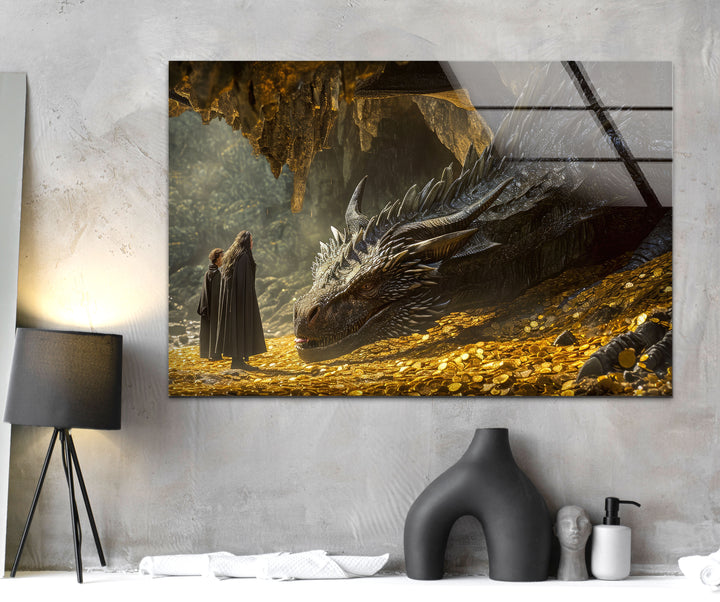 Game Of Thrones Smaug Glass Wall Art print picture on glass, Tempered Glass Wall Art
