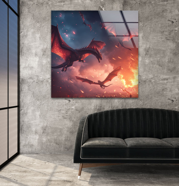 Game of Thrones Fights in The Sky Glass Picture Prints Collection