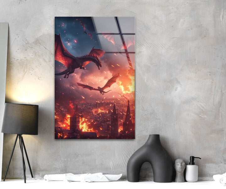 Game of Thrones Fights in The Sky Photo on Glass Home Decor