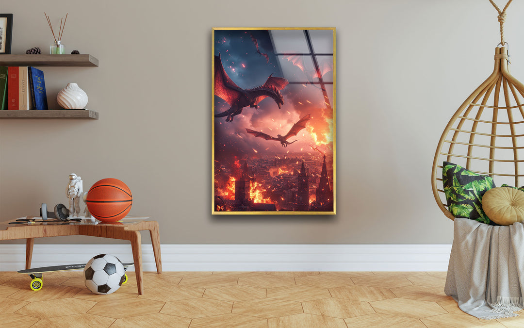 Game of Thrones Fights in The Sky Glass Wall Art Decor Ideas