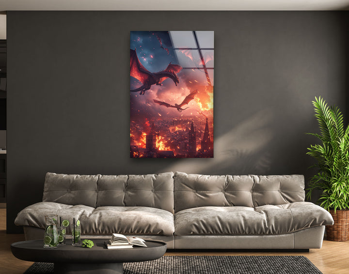 Game of Thrones Fights in The Sky Glass Wall Art