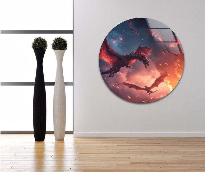 Game of Thrones Fights in The Sky Print Photographs on Glass 