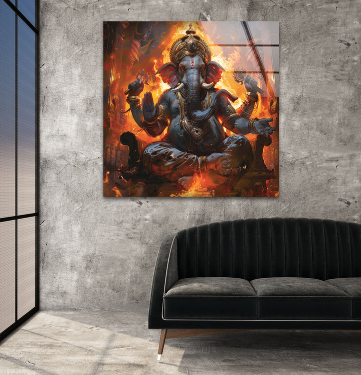 Ganesha with Fire Glass Pictures for Your Home